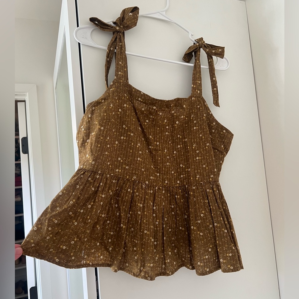 Madewell Rosalie Summer Tie Strap Peplum Tank Top